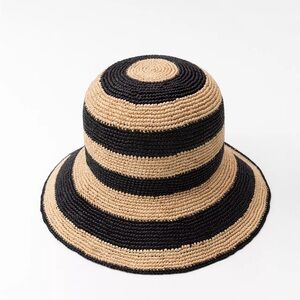 Striped Black and Tan Women's Sun Hat